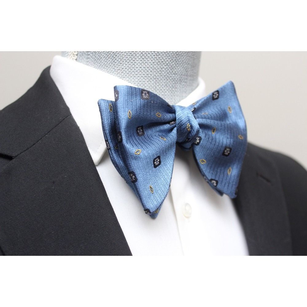 Men's Silk Bow Tie Formal‎ Wedding Adjustable Blue Ornament S618